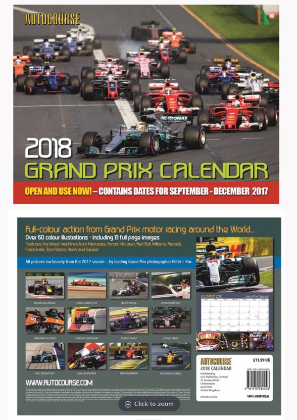 (image for) 2018 Autocourse Grand Prix Calendar