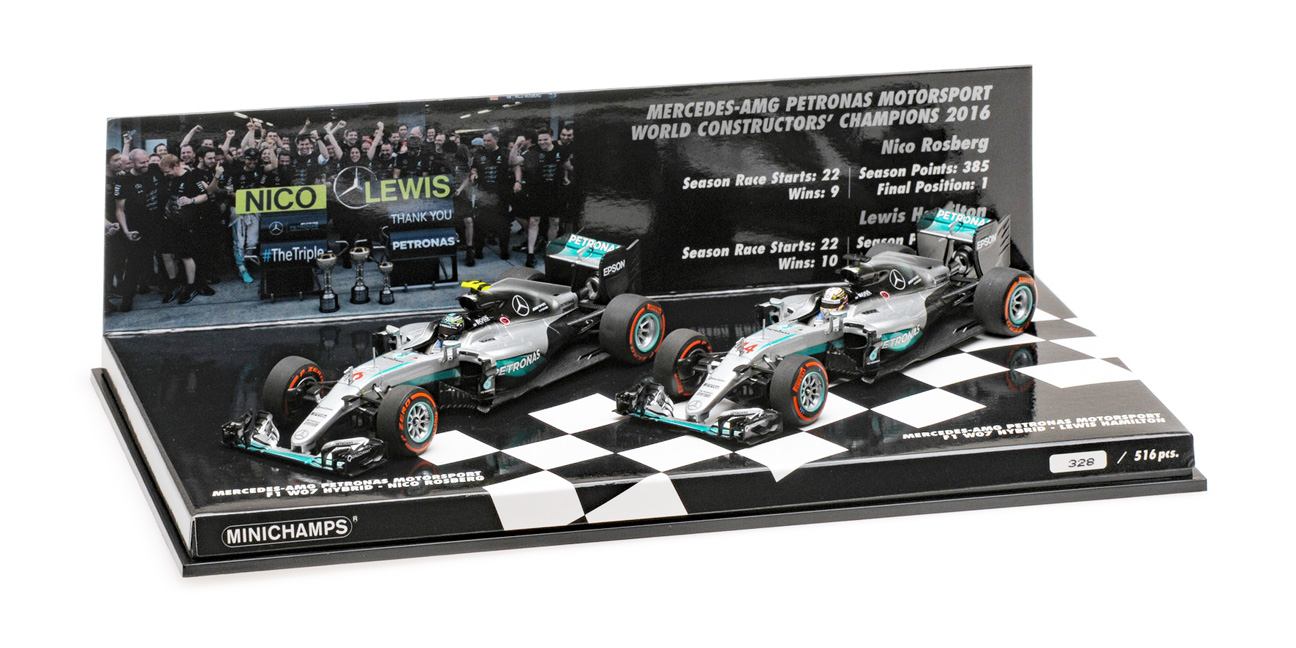 Minichamps Mercedes constructores Champion 2016 Hamilton/Rosberg 2 Car Set 1/43 