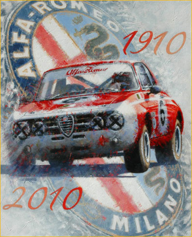 (image for) 2010 Barcelona Auto Retro Event Poster: 100 Years of Alfa Romeo - Click Image to Close