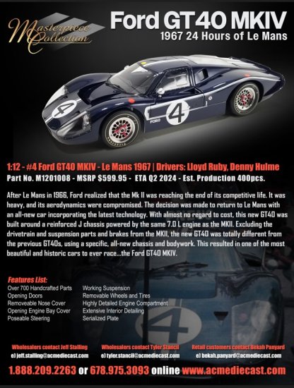 (image for) Ford GT40 MKIV #4 - Lloyd Ruby / Denis Hulme - 24 Hours of Le Mans 1967 - Click Image to Close