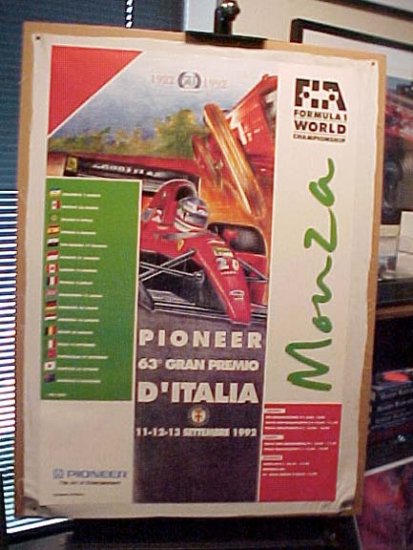 (image for) 1992 ITALIAN GRAND PRIX AT MONZA POSTER - MOUNTED ON LINEN - Click Image to Close