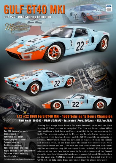 (image for) #22 Gulf Ford GT Mk.I #1075 - Ickx/Oliver - 1969 Sebring Winner - Click Image to Close
