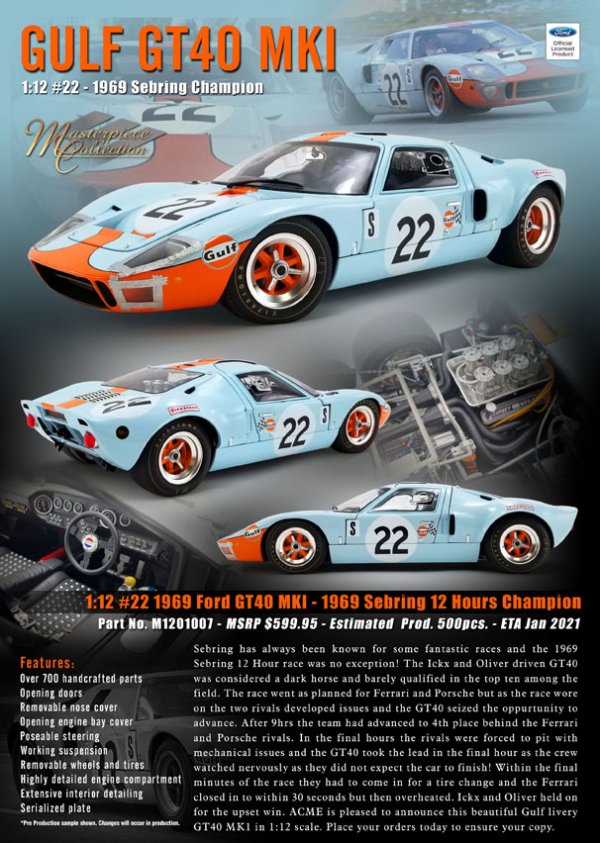 (image for) #22 Gulf Ford GT Mk.I #1075 - Ickx/Oliver - 1969 Sebring Winner