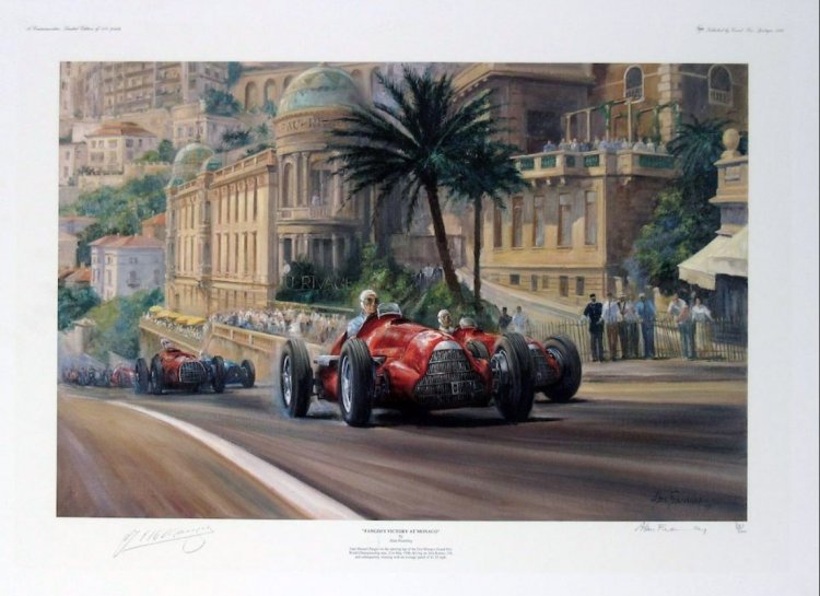 (image for) SOLD - 'Fangio's Victory at Monaco' - Alan Fearnley - LE500 - Click Image to Close