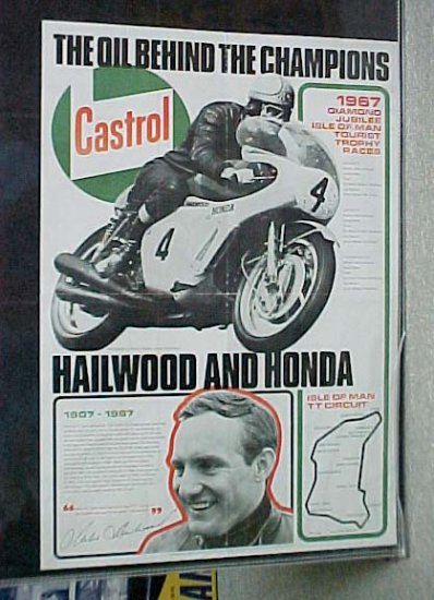 (image for) 1967 Castrol Advert Poster - Featuring Mike Hailwood - Click Image to Close