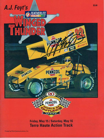 (image for) 1998 Winged Thunder (WoO) Program - Autographed by AJ Foyt - Click Image to Close