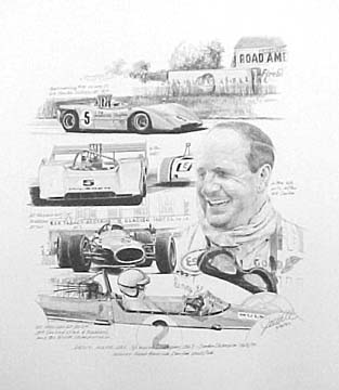 (image for) Denis Hulme, OBE by John Napier Hill - Signed by Denny Hulme - Click Image to Close