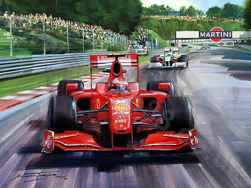 (image for) 2009 Belgian Grand Prix / Kimi Raikkonen / Ferrari (Giclee) - Click Image to Close
